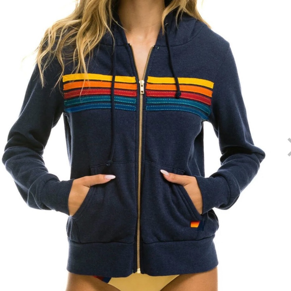 Aviator Nation 5 Stripe Zip-up Hoodie